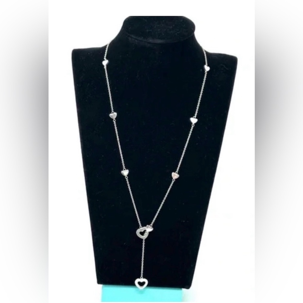 Tiffany & Co. Sterling Silver Heart Link Lariat Necklace